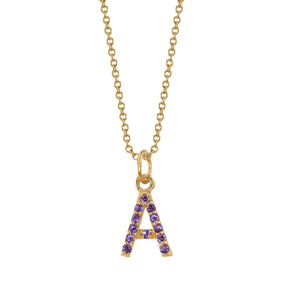 A Initial Birthstone Charm Necklace