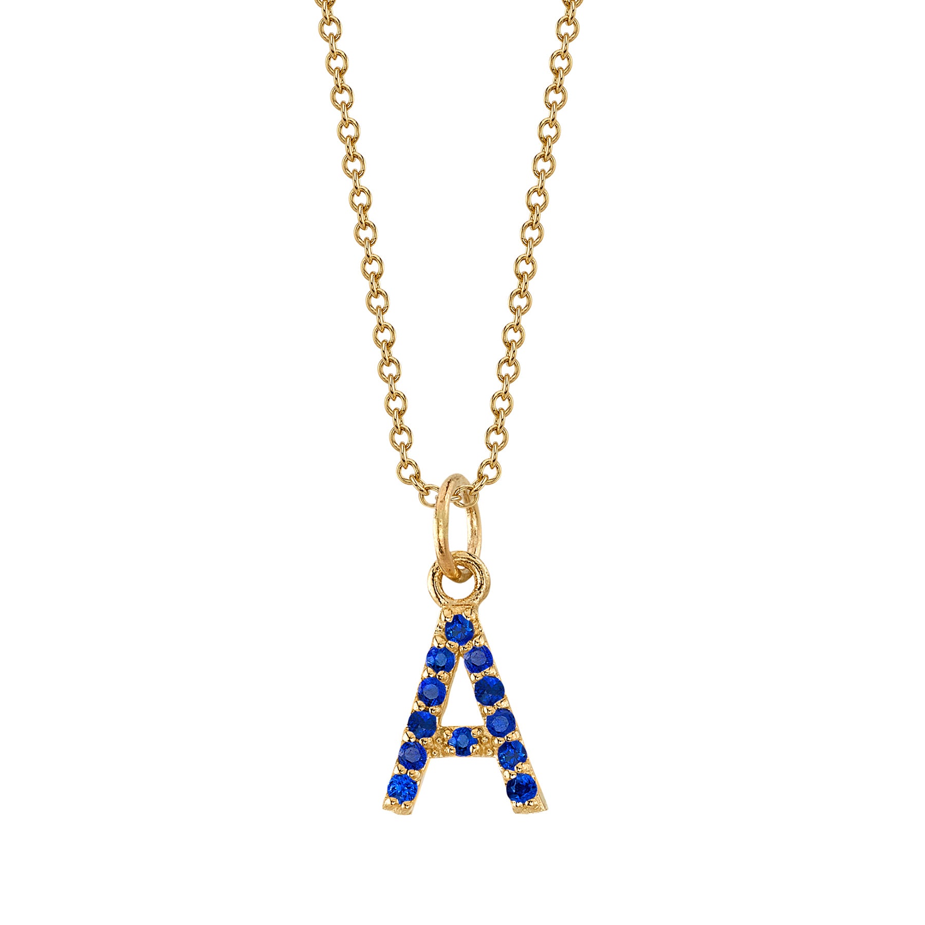 Sapphire "A" Initial Birthstone Charm