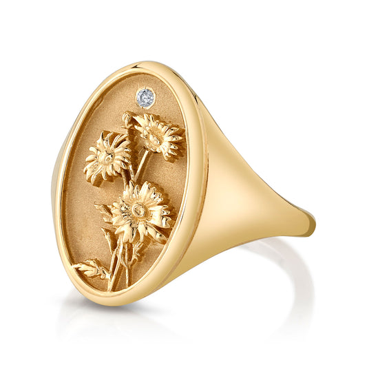 APRIL BIRTH FLOWER SIGNET RING