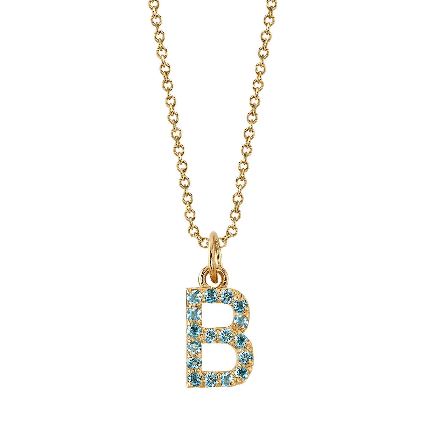 B Initial Birthstone Charm Necklace