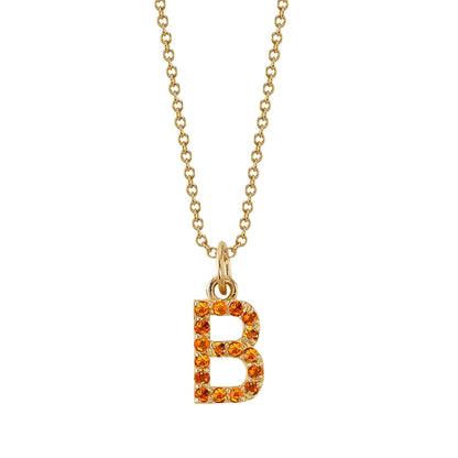 B Initial Birthstone Charm Necklace