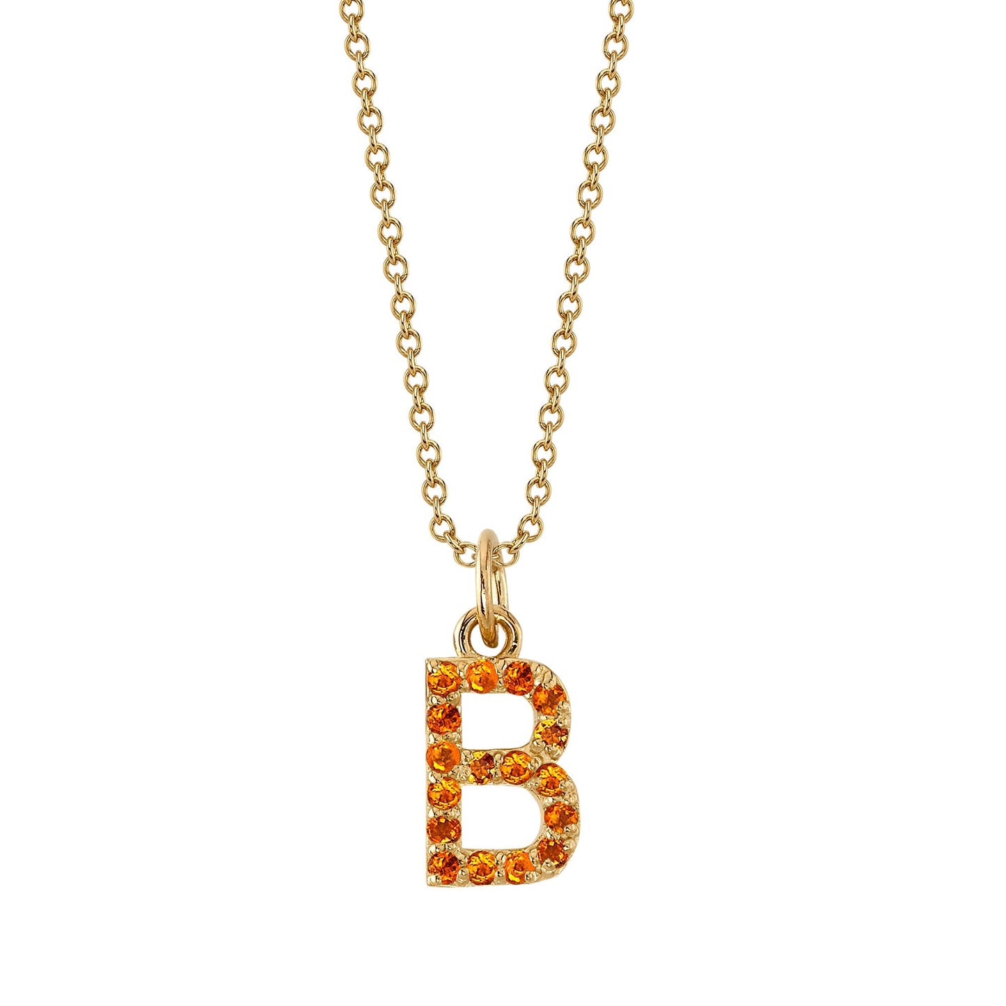 B Initial Birthstone Charm Necklace