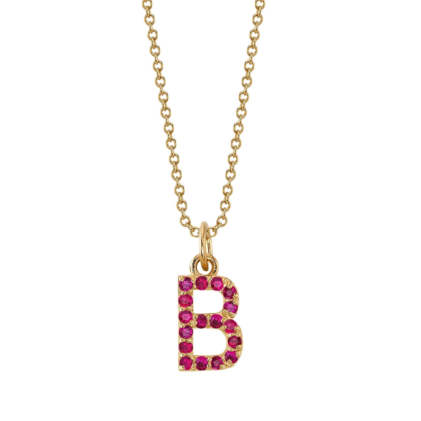 B Initial Birthstone Charm Necklace