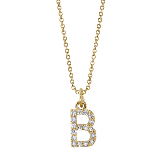 B Initial Birthstone Charm Necklace