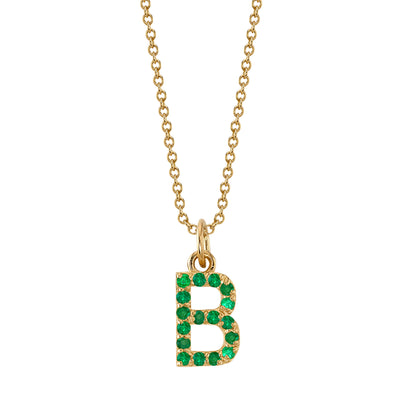 B Initial Birthstone Charm Necklace