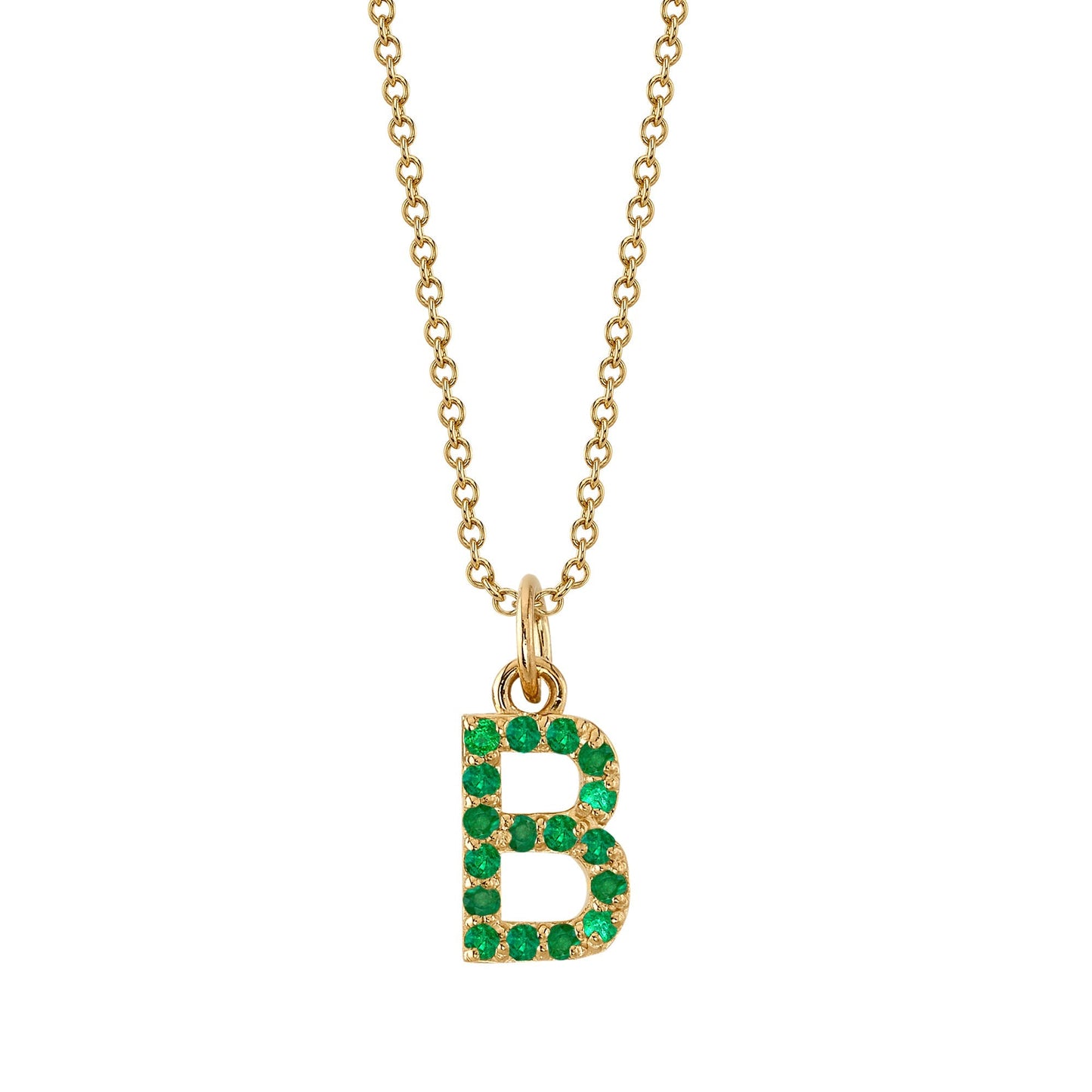 B Initial Birthstone Charm Necklace