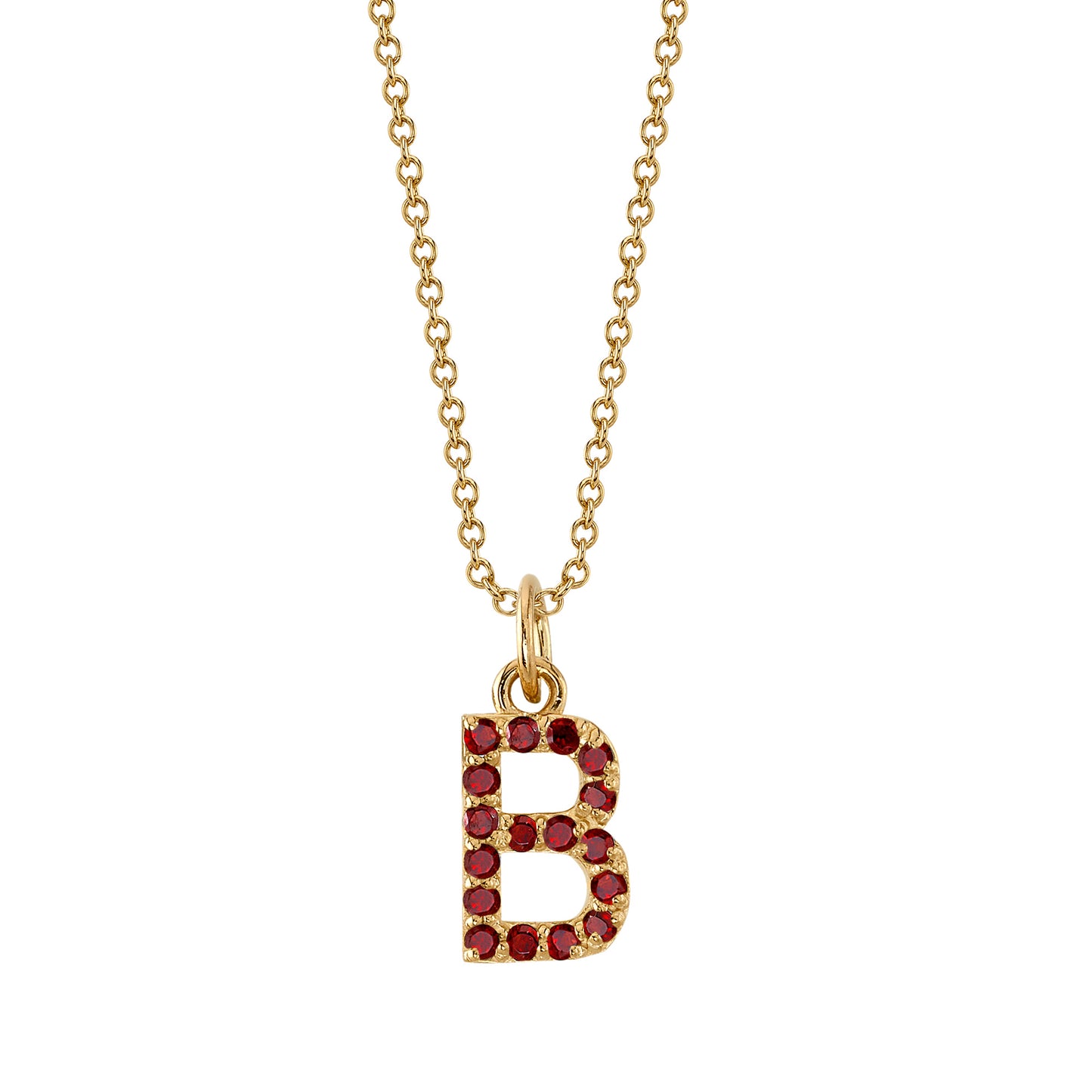 B Initial Birthstone Charm Necklace