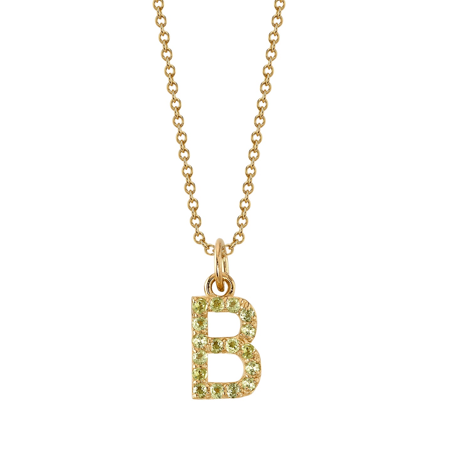 B Initial Birthstone Charm Necklace