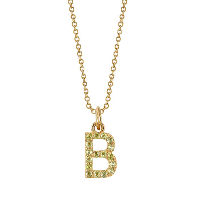 B Initial Birthstone Charm Necklace