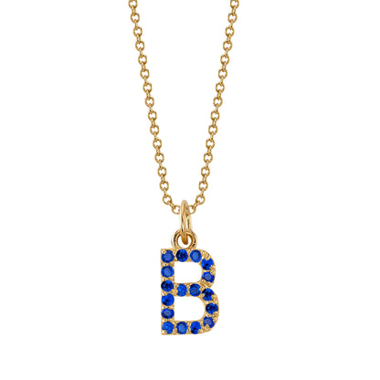 B Initial Birthstone Charm Necklace