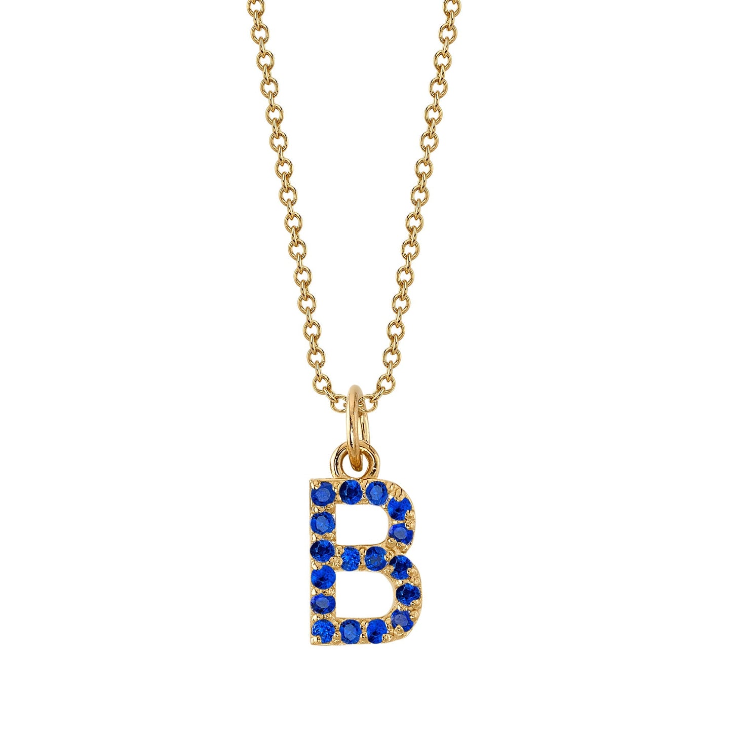 B Initial Birthstone Charm Necklace