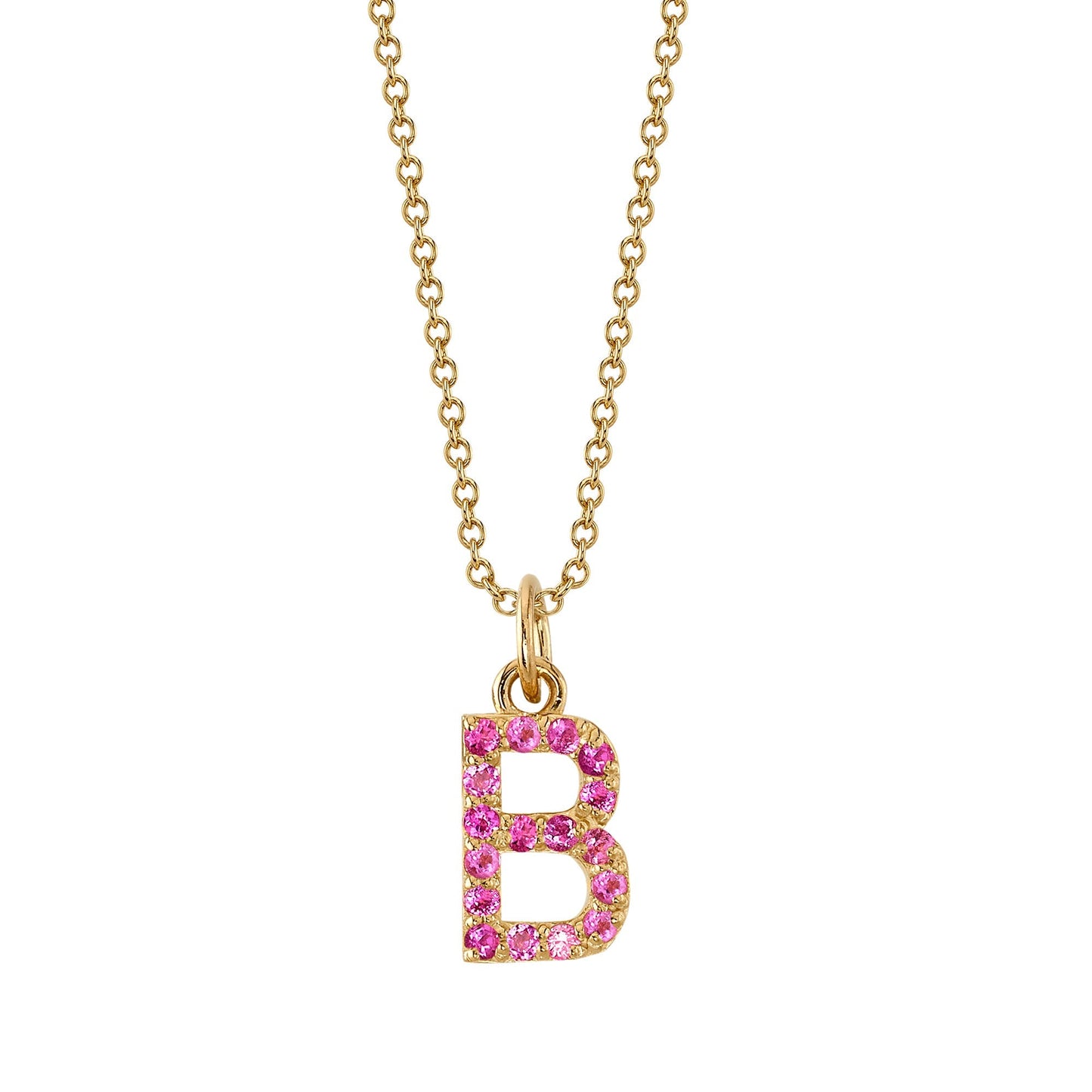 B Initial Birthstone Charm Necklace