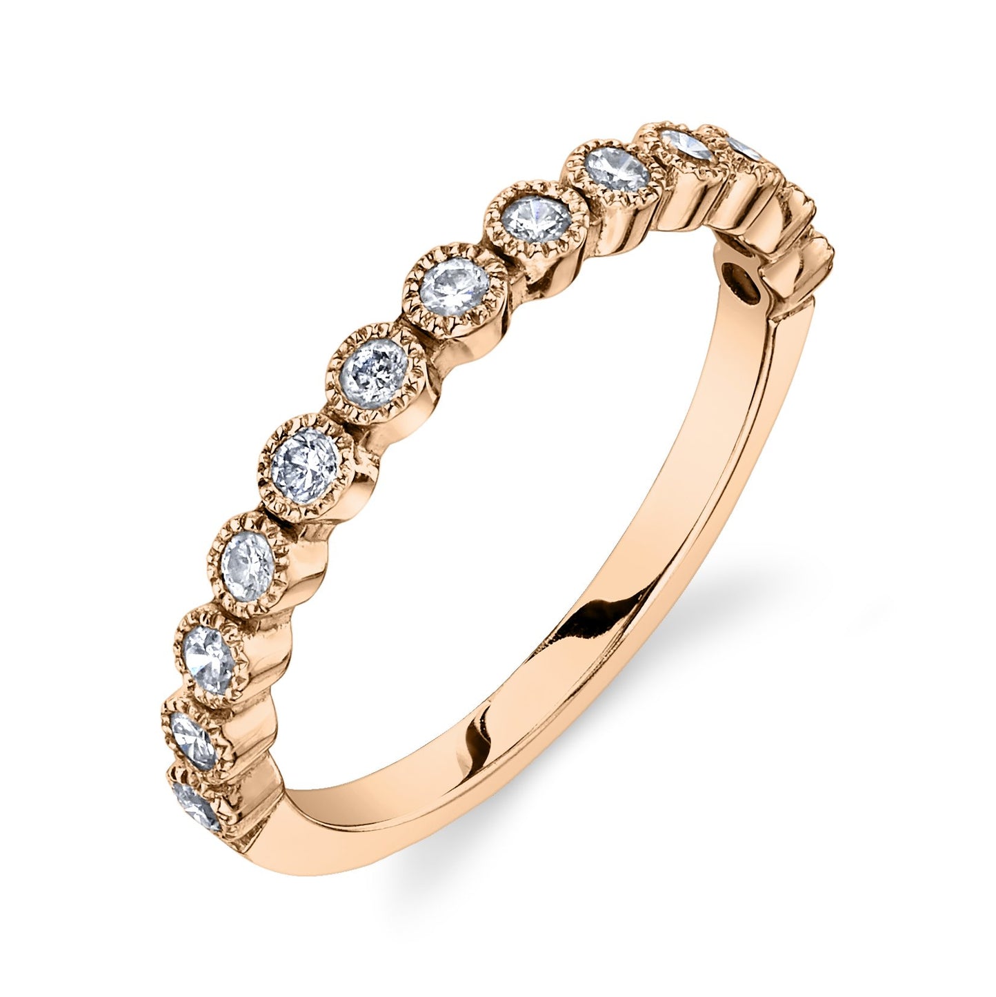 Bead Set Ring White Diamond / 14K Rose Gold