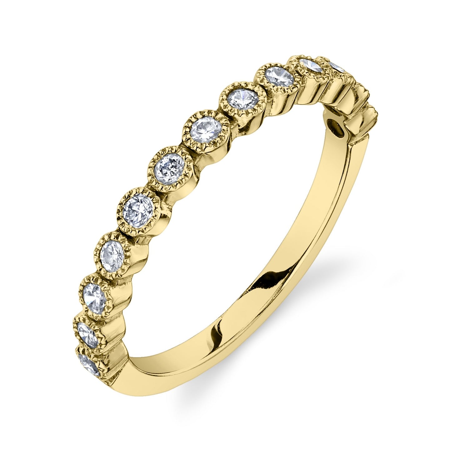 Bead Set Ring White Diamond / 14K Yellow Gold