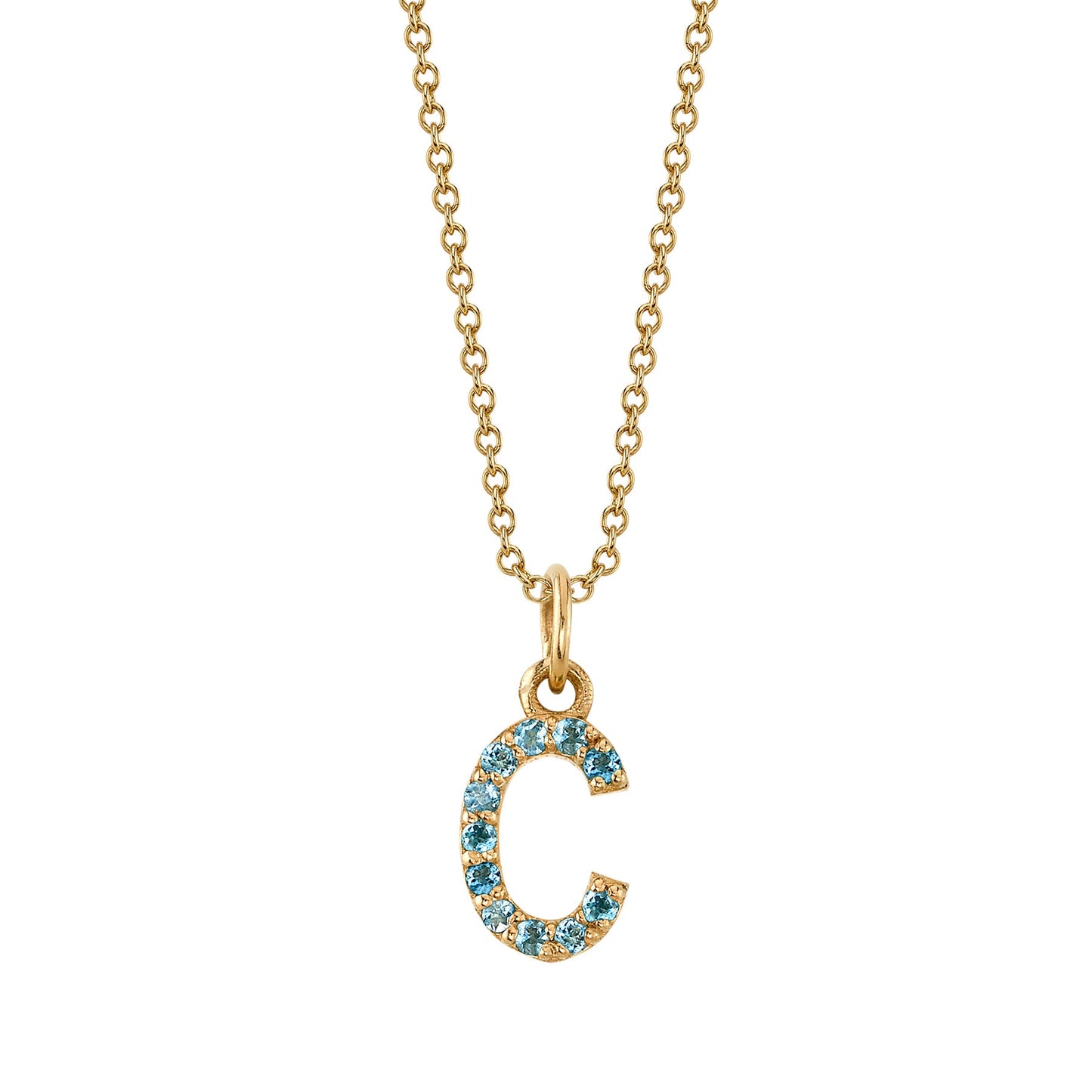 C Initial Birthstone Charm Necklace