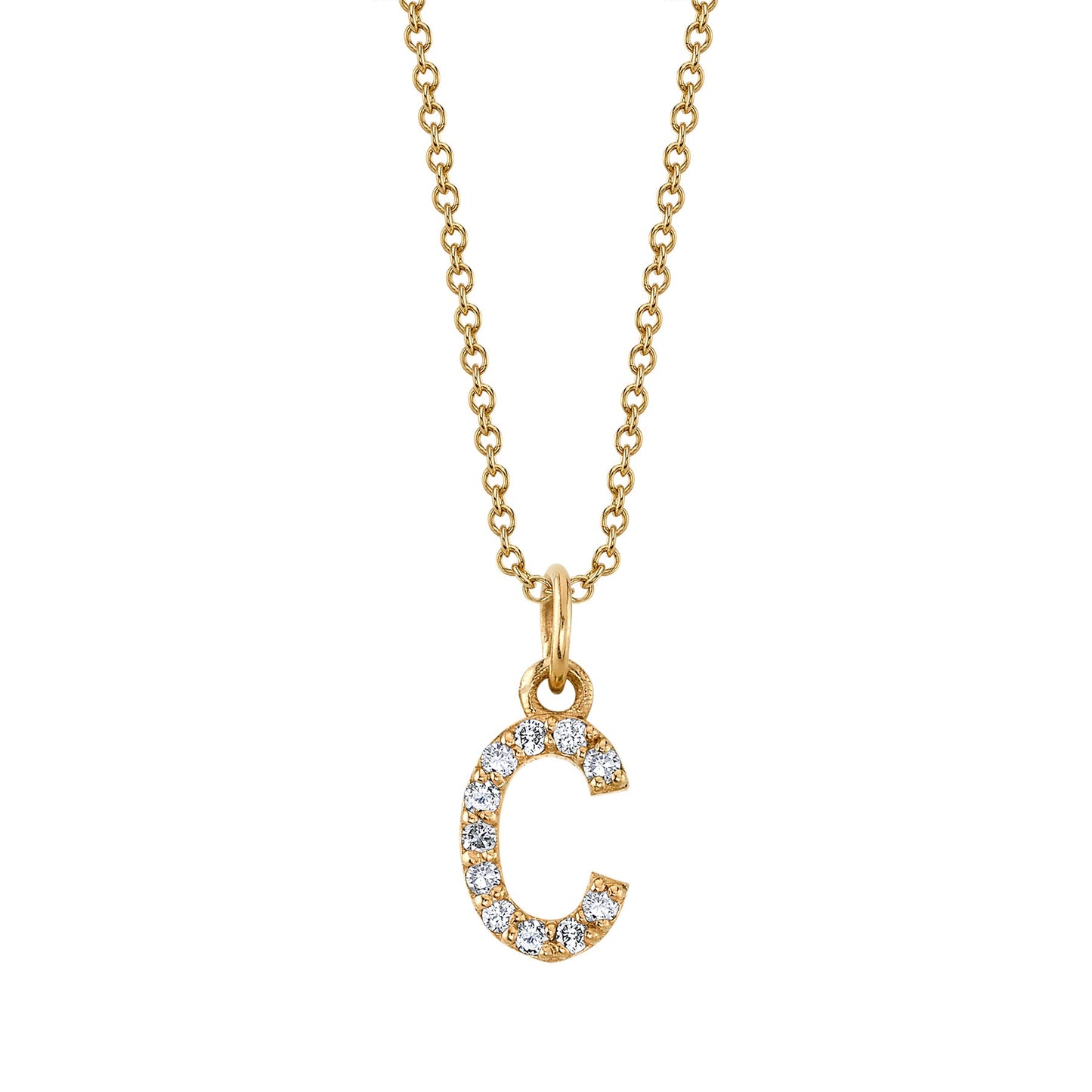 C Initial Birthstone Charm Necklace