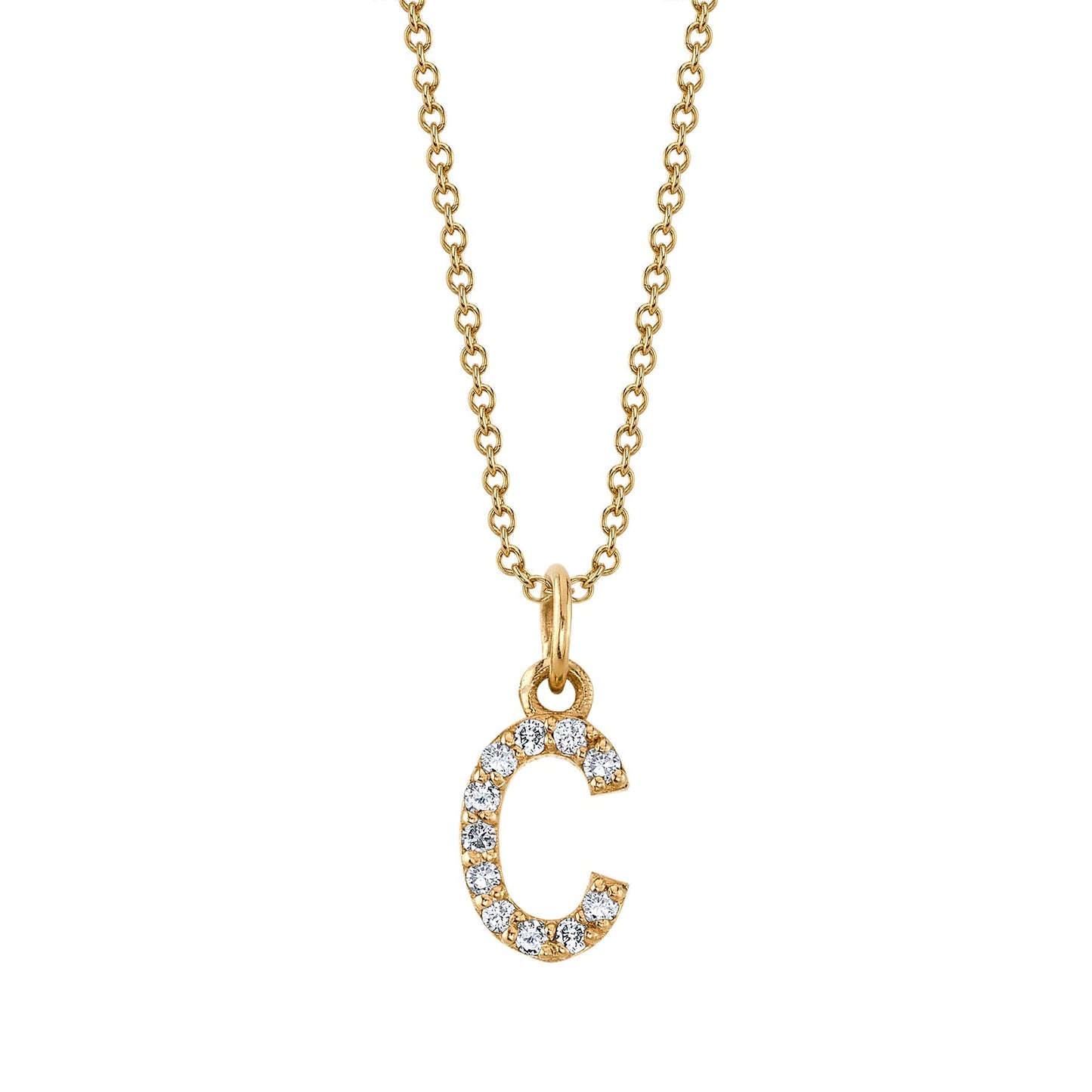 C Initial Birthstone Charm Necklace