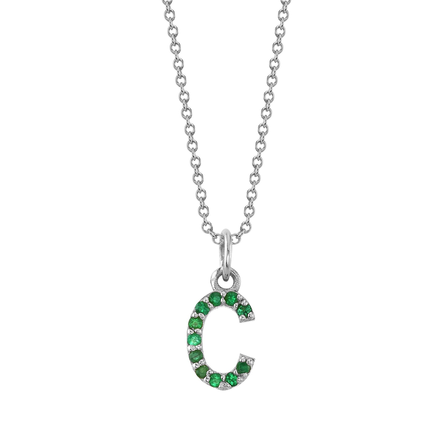 C Initial Birthstone Charm Necklace