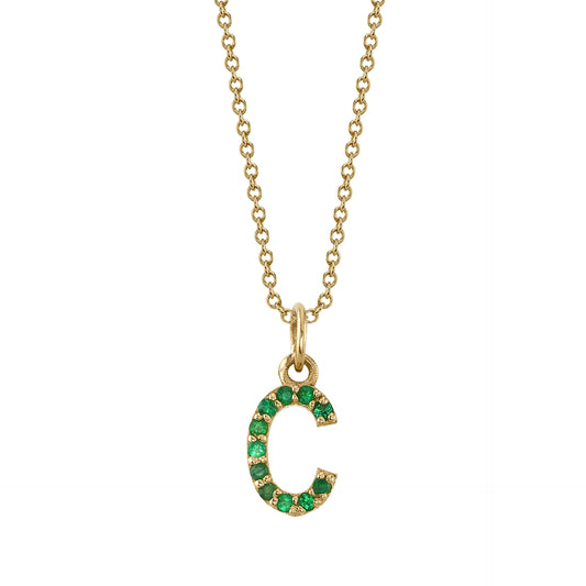 C Initial Birthstone Charm Necklace