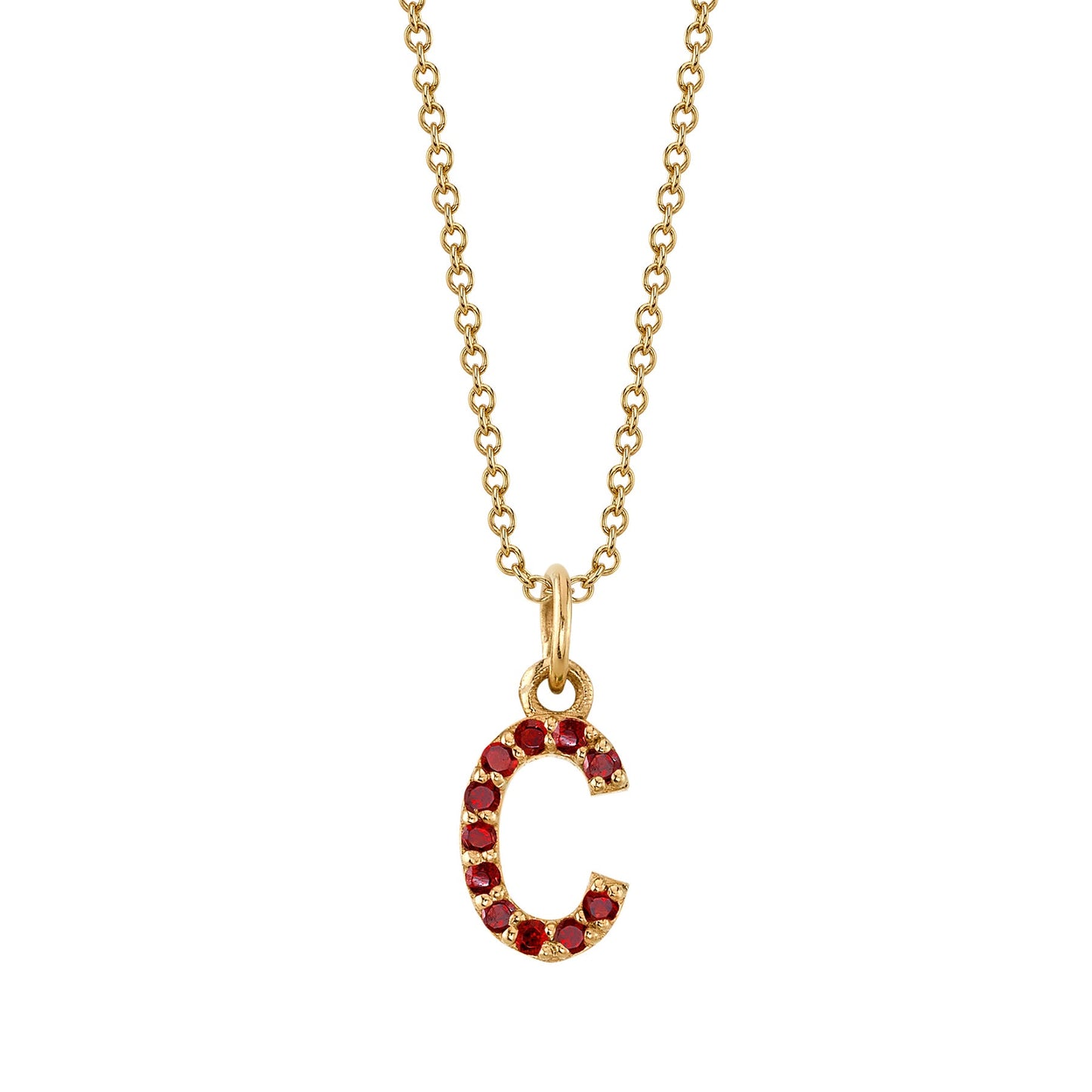 C Initial Birthstone Charm Necklace