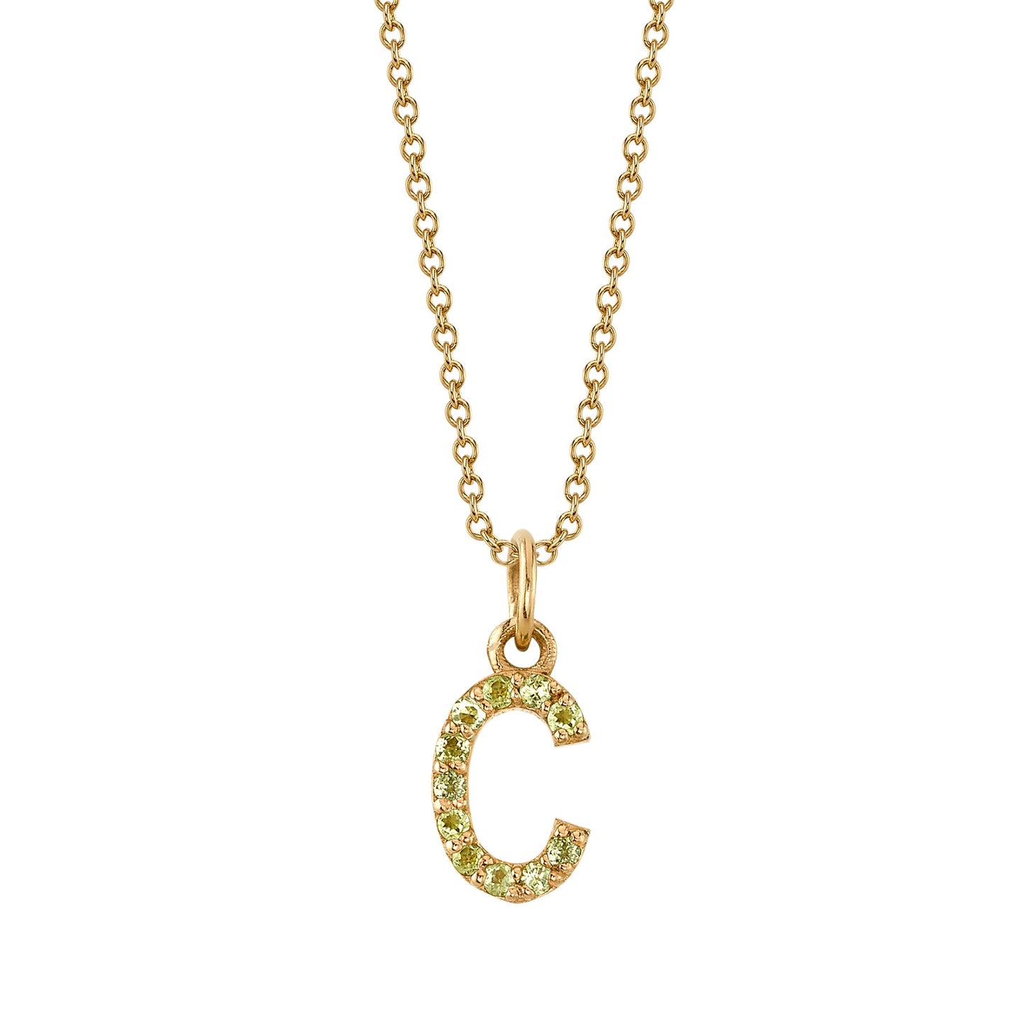 C Initial Birthstone Charm Necklace