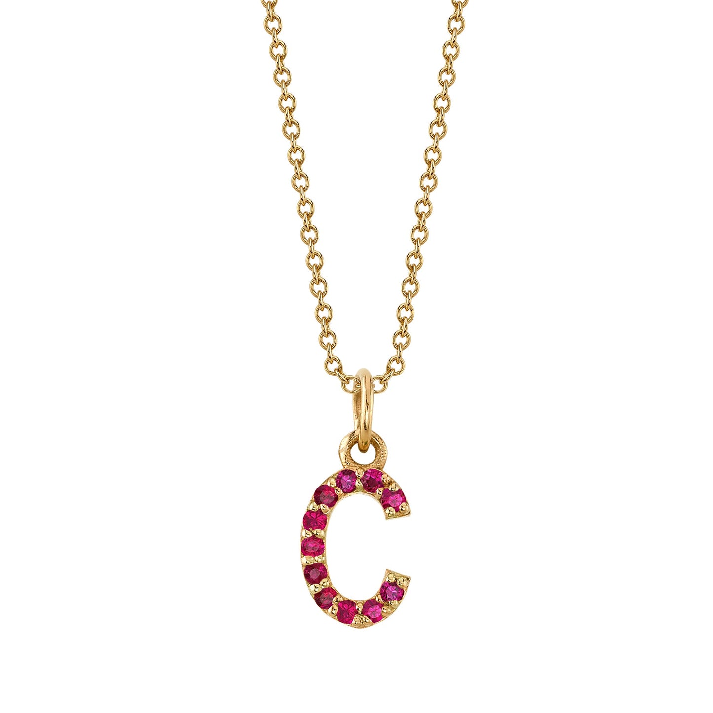C Initial Birthstone Charm Necklace