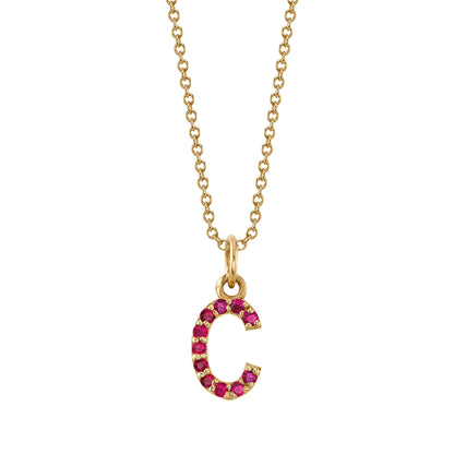 C Initial Birthstone Charm Necklace