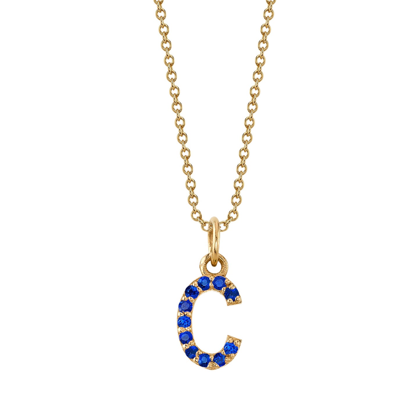 C Initial Birthstone Charm Necklace
