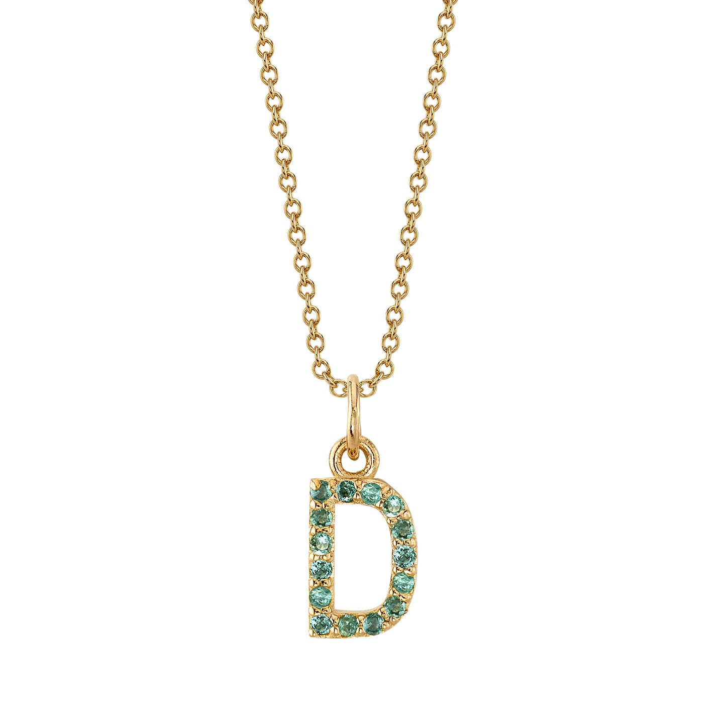 D Initial Birthstone Charm Necklace