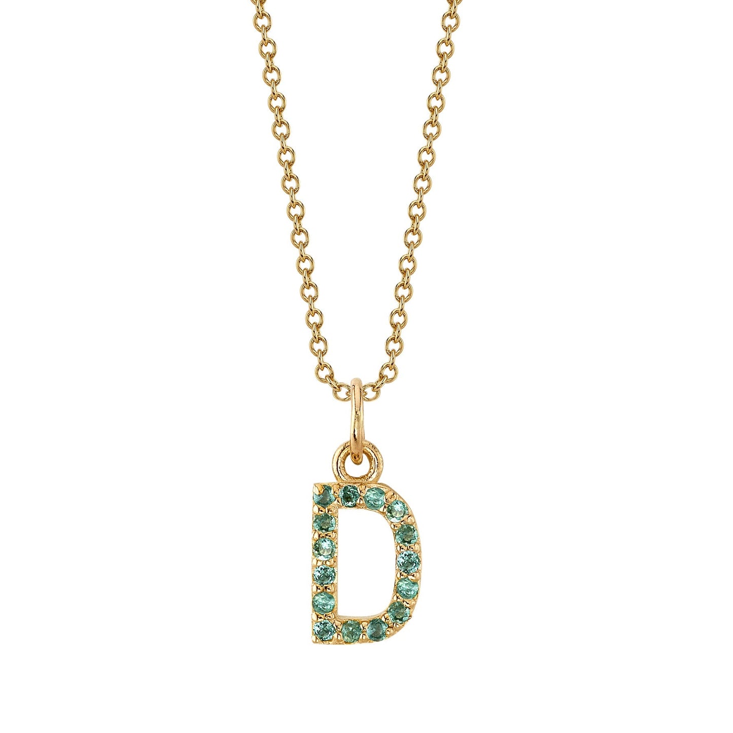 D Initial Birthstone Charm Necklace