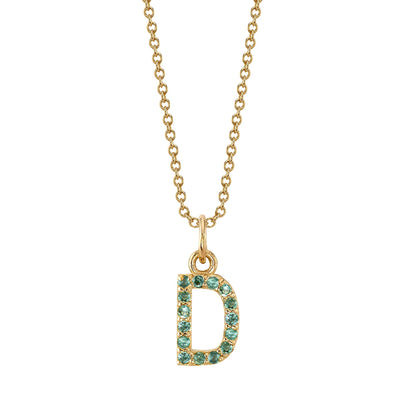 D Initial Birthstone Charm Necklace