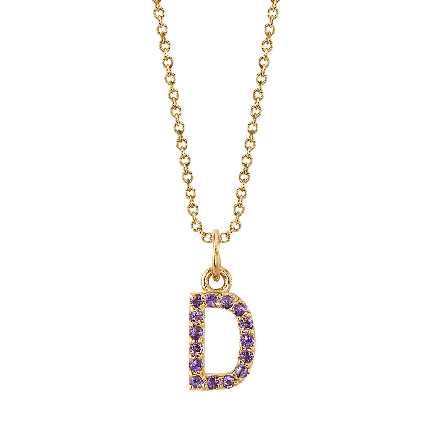 D Initial Birthstone Charm Necklace