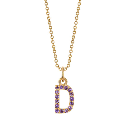 D Initial Birthstone Charm Necklace