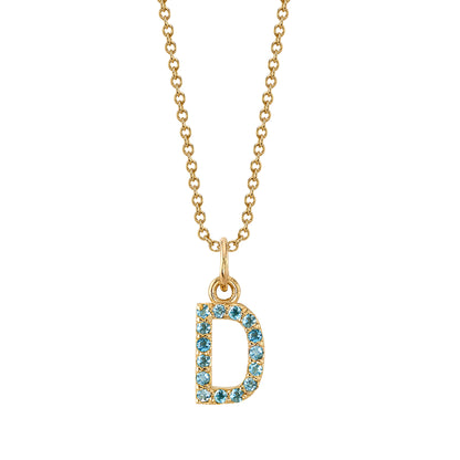 D Initial Birthstone Charm Necklace