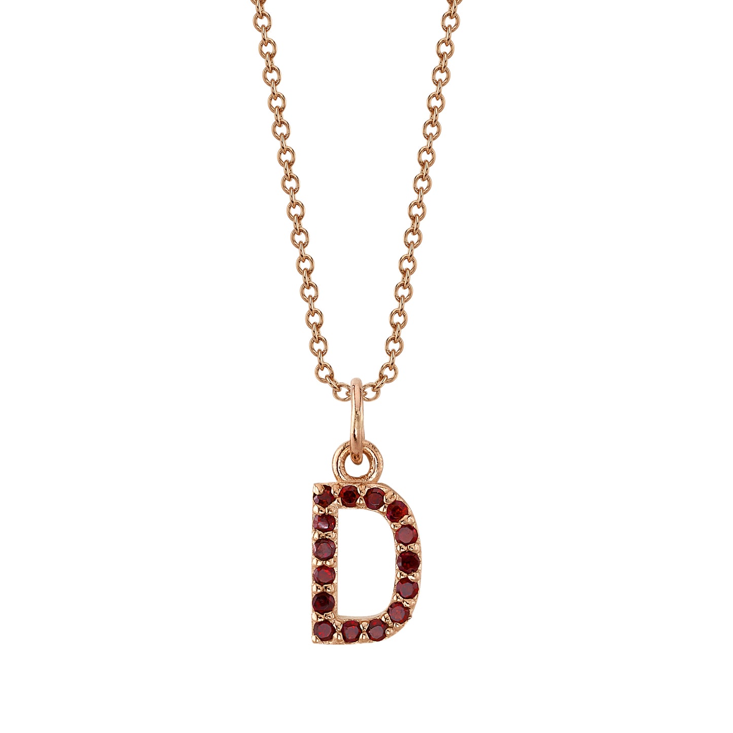 D Initial Birthstone Charm Necklace