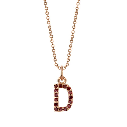 D Initial Birthstone Charm Necklace
