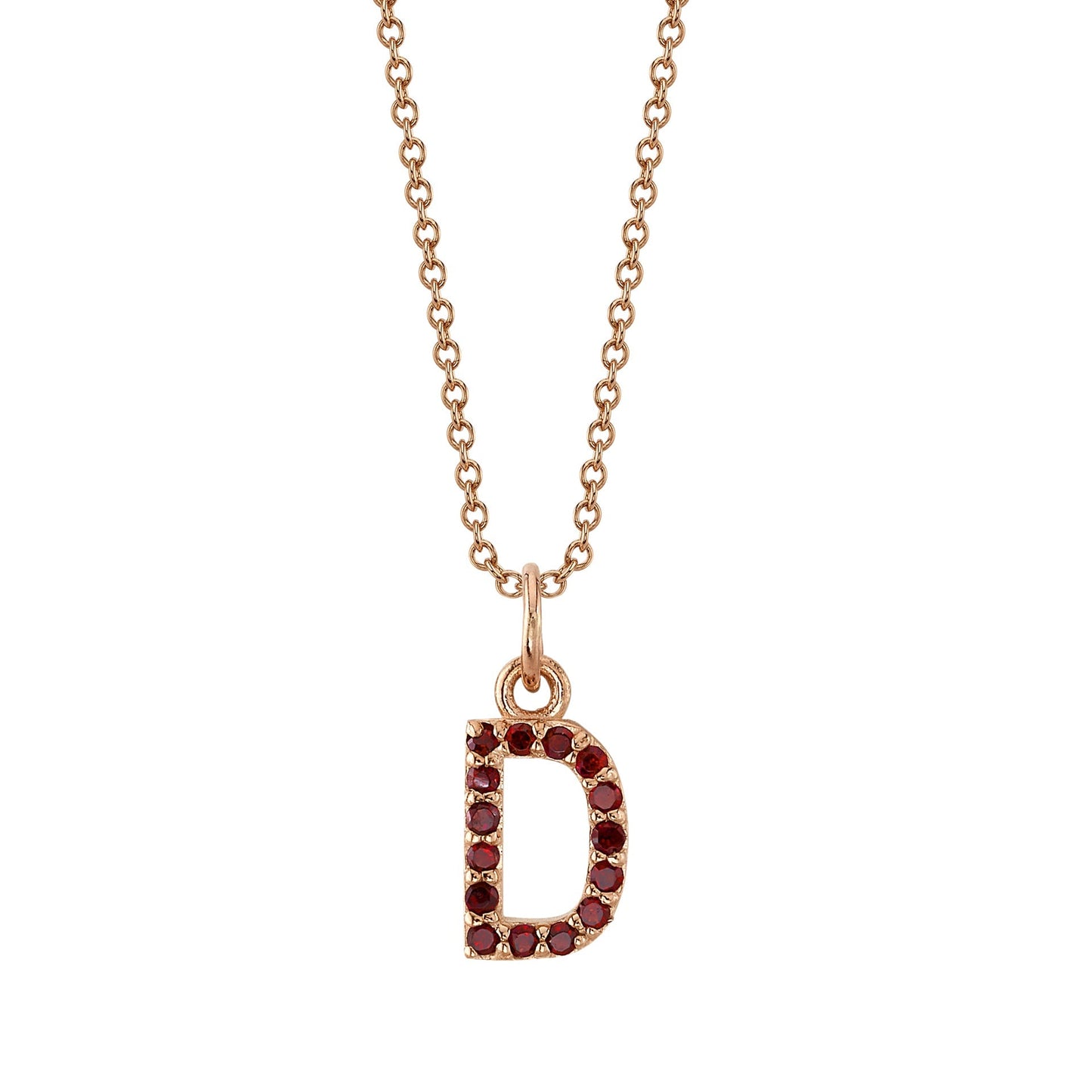 D Initial Birthstone Charm Necklace