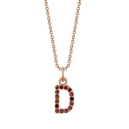 D Initial Birthstone Charm Necklace
