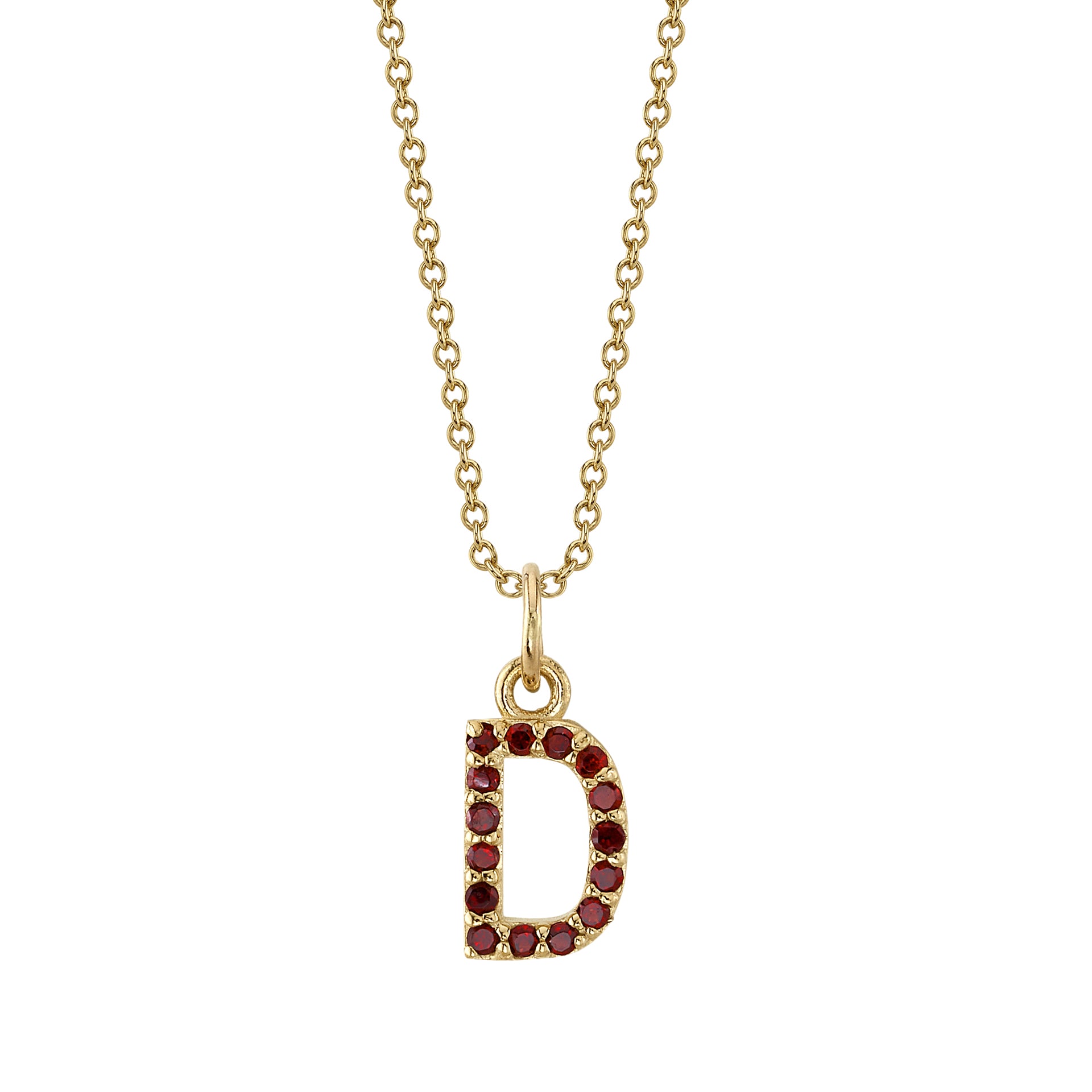 Garnet "D" Initial Birthstone Charm