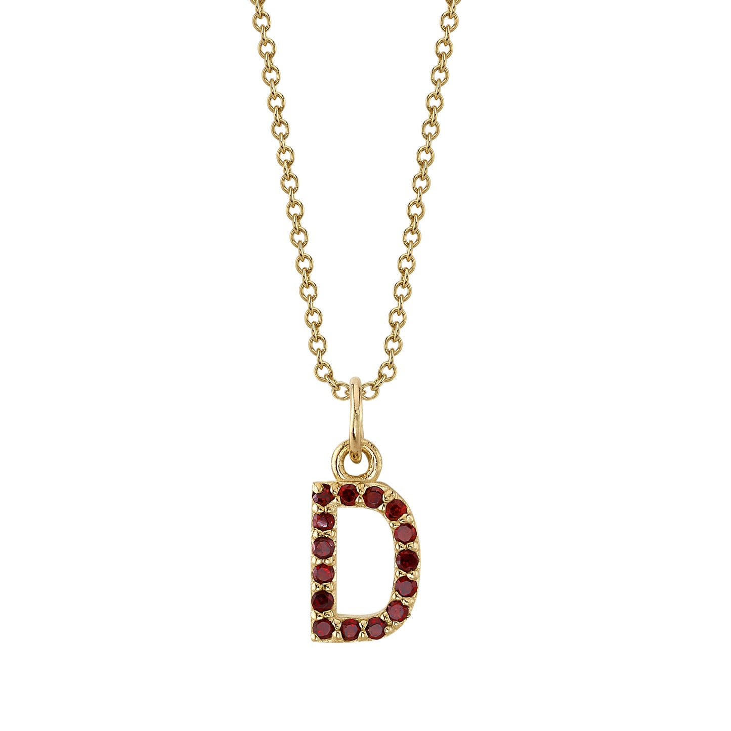 D Initial Birthstone Charm Necklace