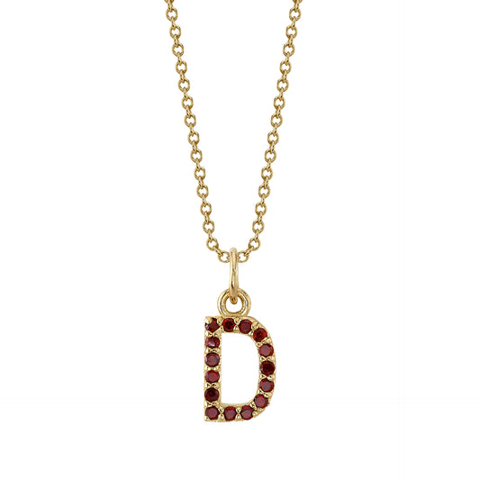 D Initial Birthstone Charm Necklace