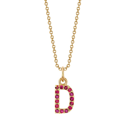 D Initial Birthstone Charm Necklace