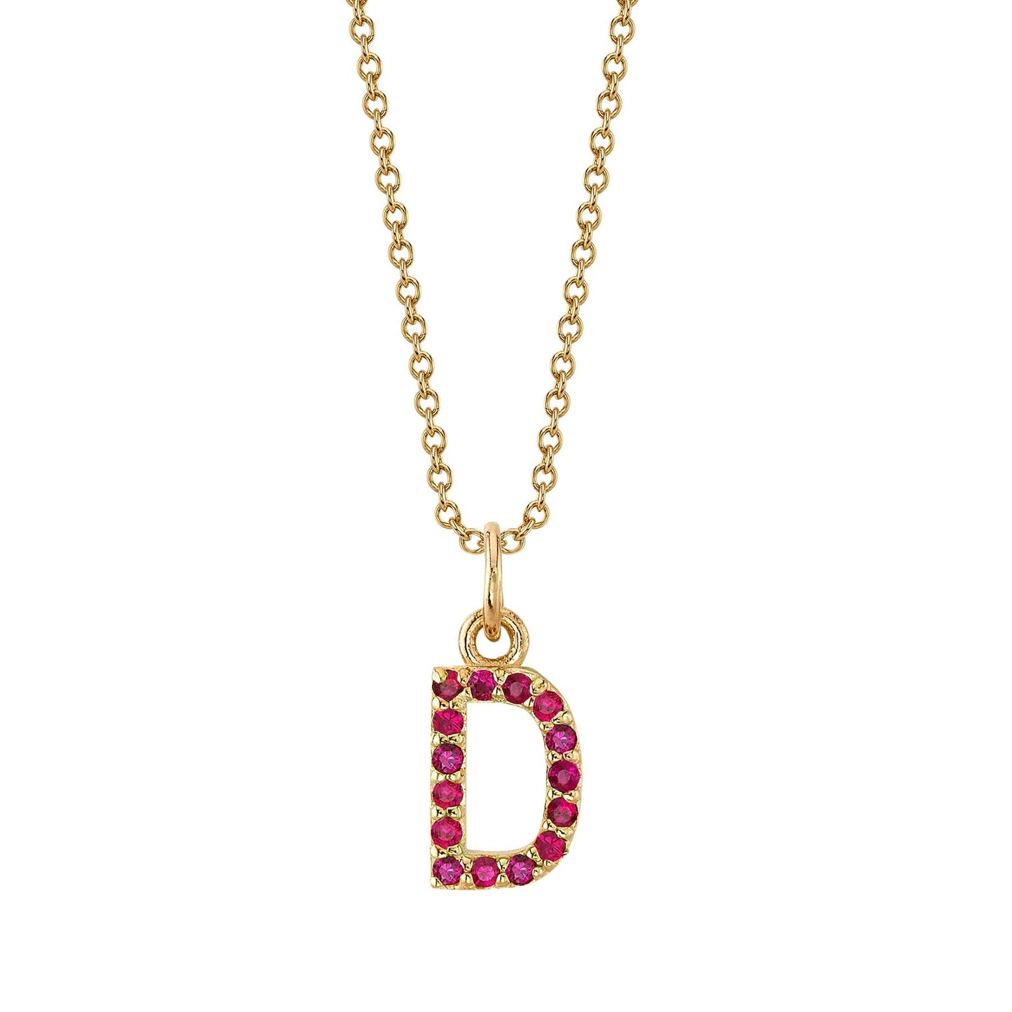 D Initial Birthstone Charm Necklace