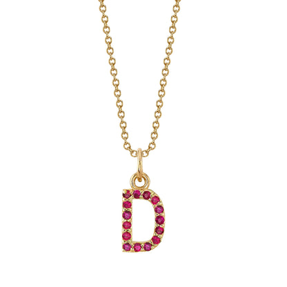 D Initial Birthstone Charm Necklace