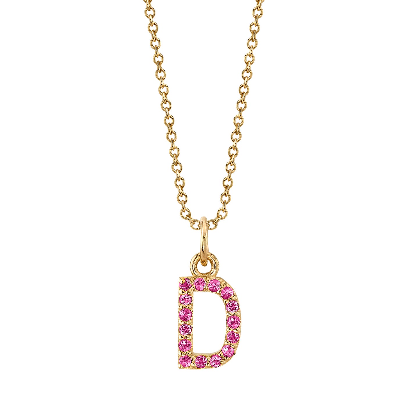 D Initial Birthstone Charm Necklace