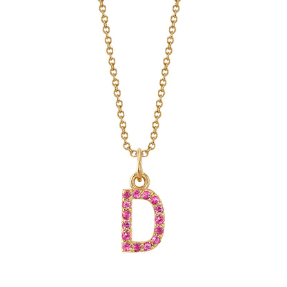 D Initial Birthstone Charm Necklace
