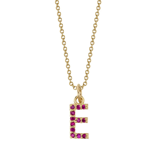 E Initial Birthstone Charm Necklace