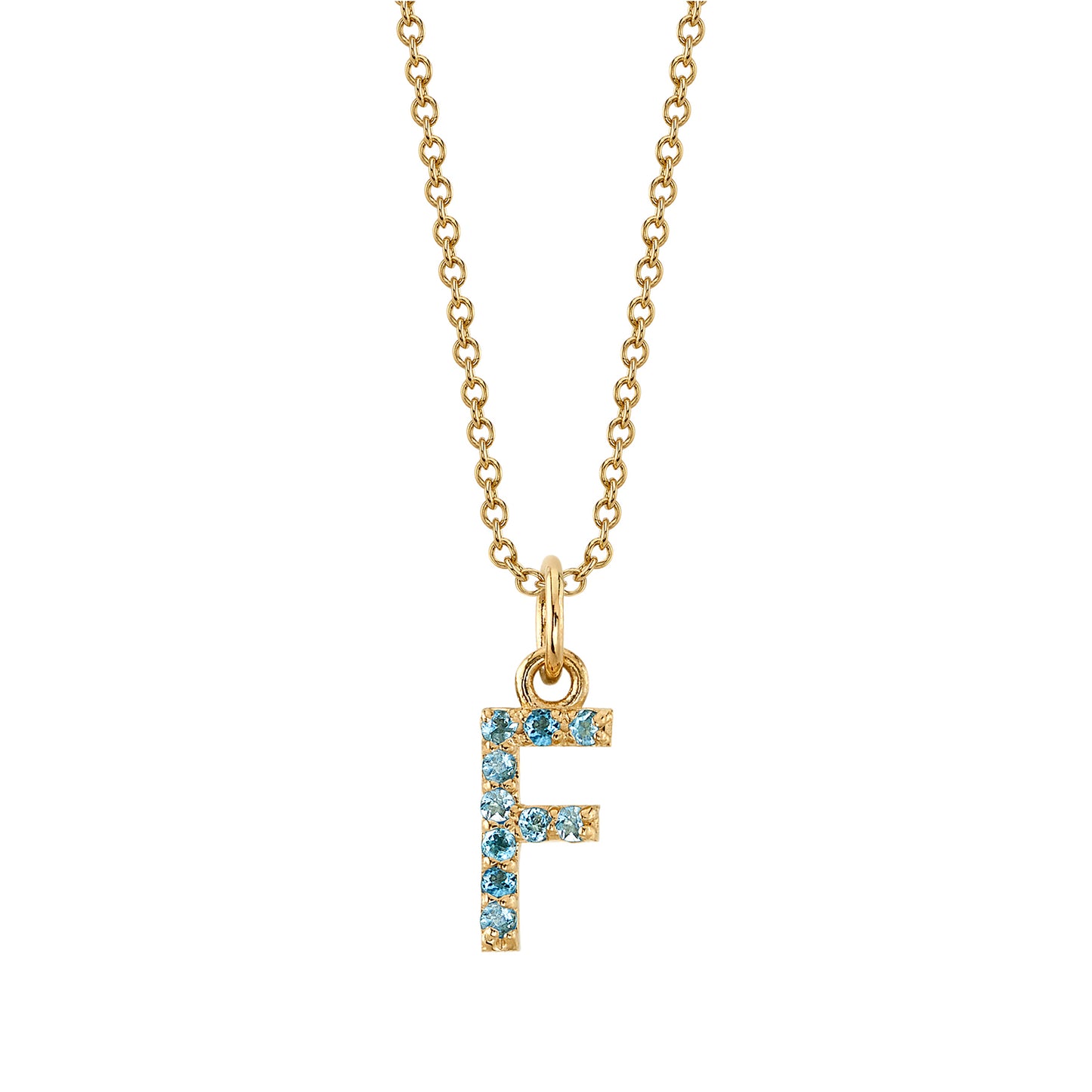 F Initial Birthstone Charm Necklace