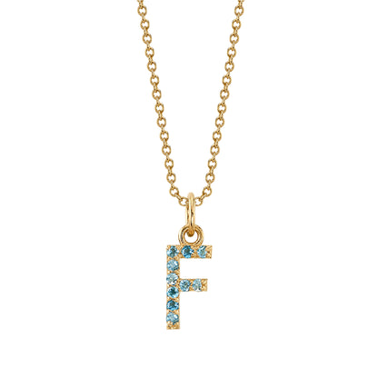 F Initial Birthstone Charm Necklace