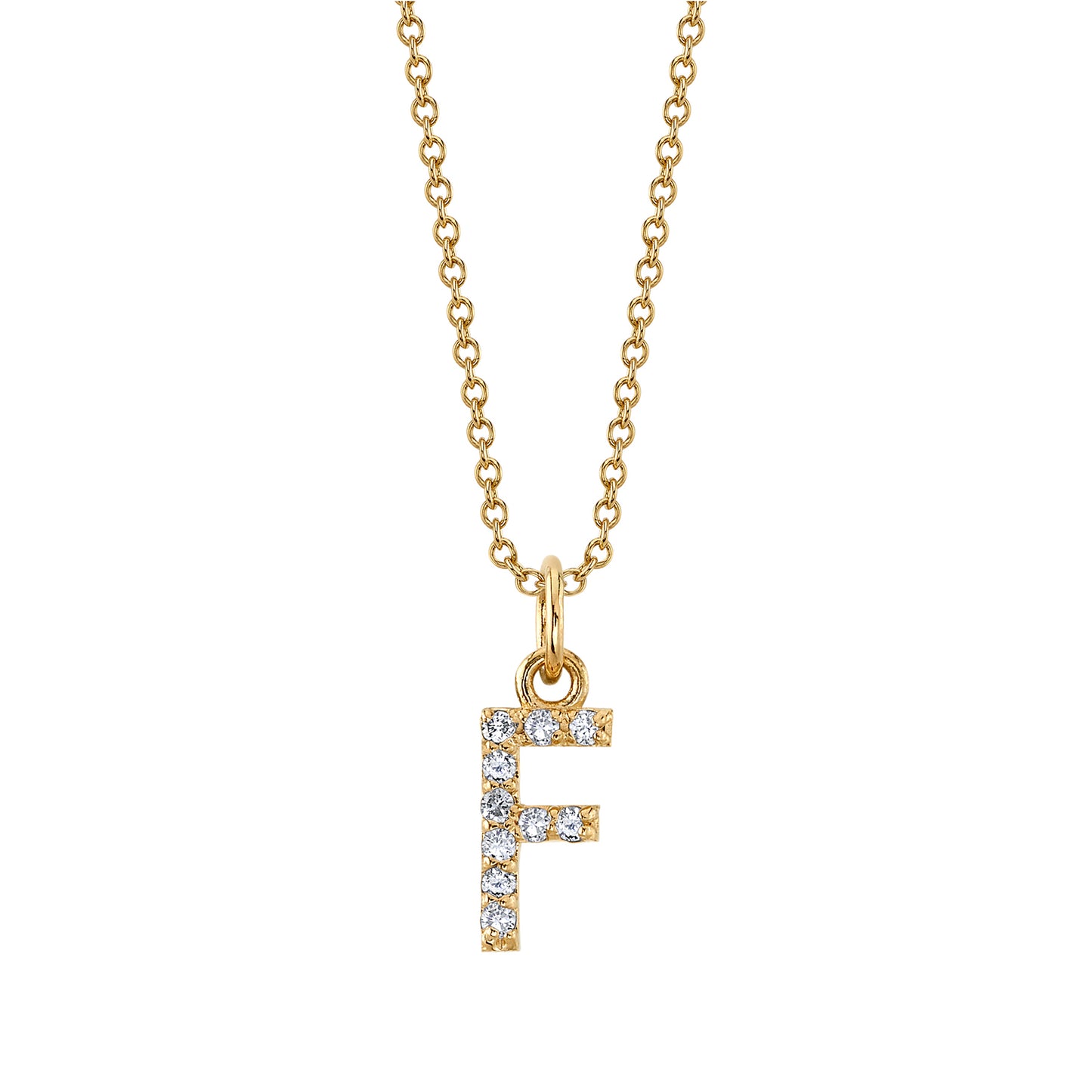 F Initial Birthstone Charm Necklace
